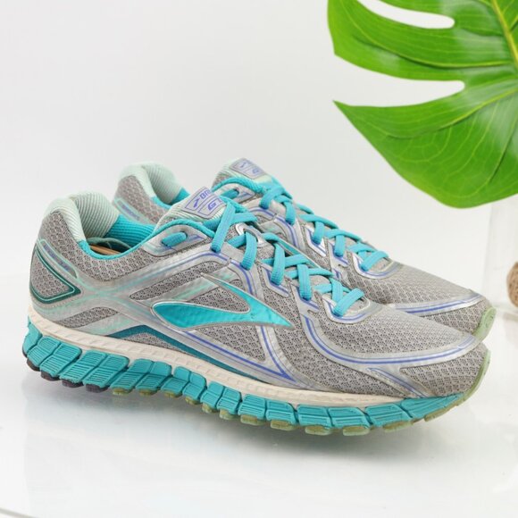 Brooks Womens Adrenaline GTS 16 Running Shoes Size 11 Gray Silver Blue Sneakers - Picture 1 of 12